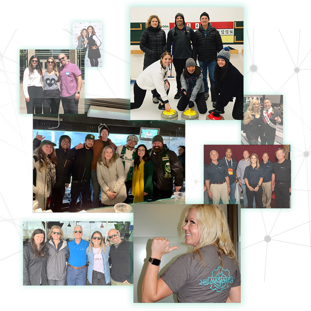 Photo collage of candid photos of the IDX team