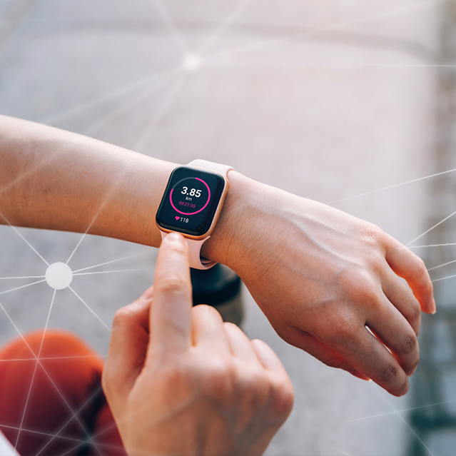 A Woman Using Her Smart Watch