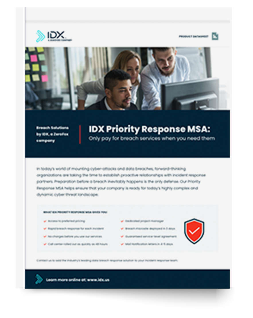 Cover image of IDX Priority Data Breach Response - No Cost Breach Response