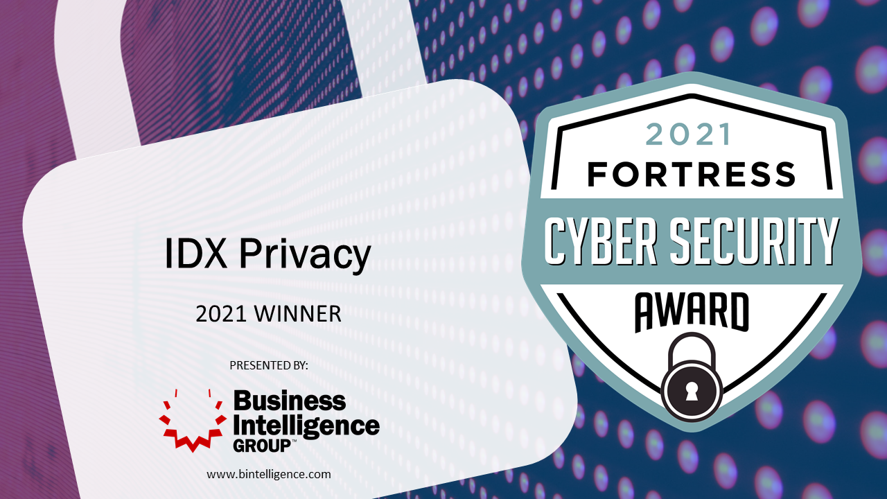 Award image for IDX Privacy Protection wins Fortress Cyber Security Award