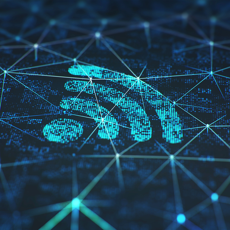 Illustration of connected wifi symbol to represent the privacy riskof free wifi