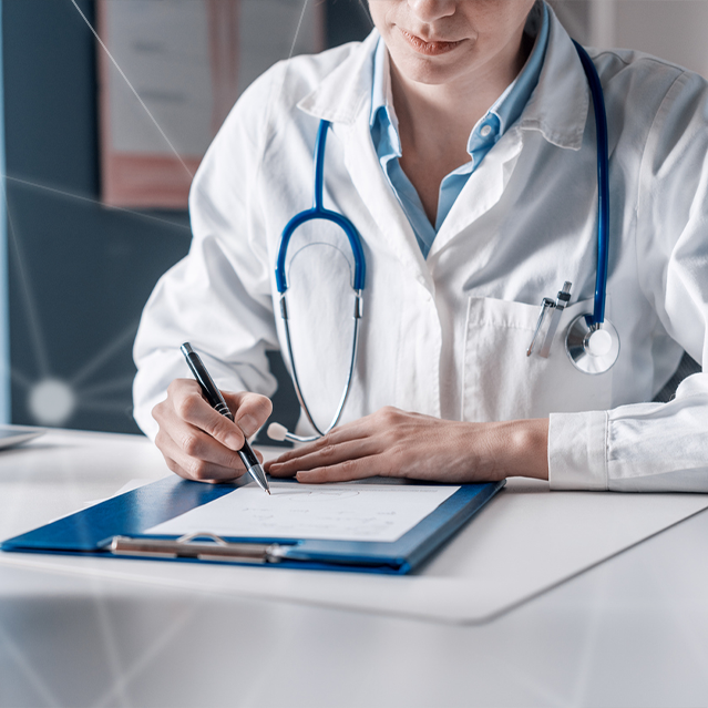 A Doctor Reviewing Medical Information