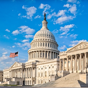 Capitol building to represent a senate briefing on privacy threats from working remotely.